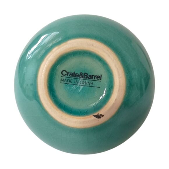 Crate & Barrel Bud Vase Perry Aqua Round Ball Ikebana Coastal Beach House Farm. - Picture 4 of 15
